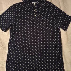 Goodfellow & Co Navy and White Patterned Polo Short Sleeve Shirt
